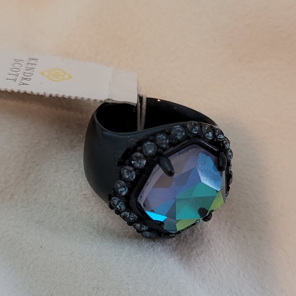 NWT Kendra Scott Statement Ring Indigo Dichroic Navy Gunmetal size 7 - Picture 3 of 7